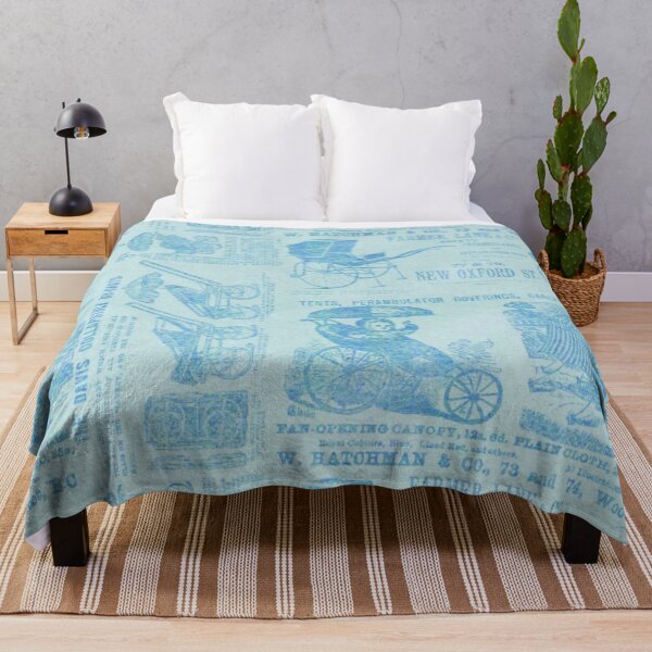 Item preview, Victorian Inspired Newsprint - Powder Blue designed and sold by TotallyRetroArt.