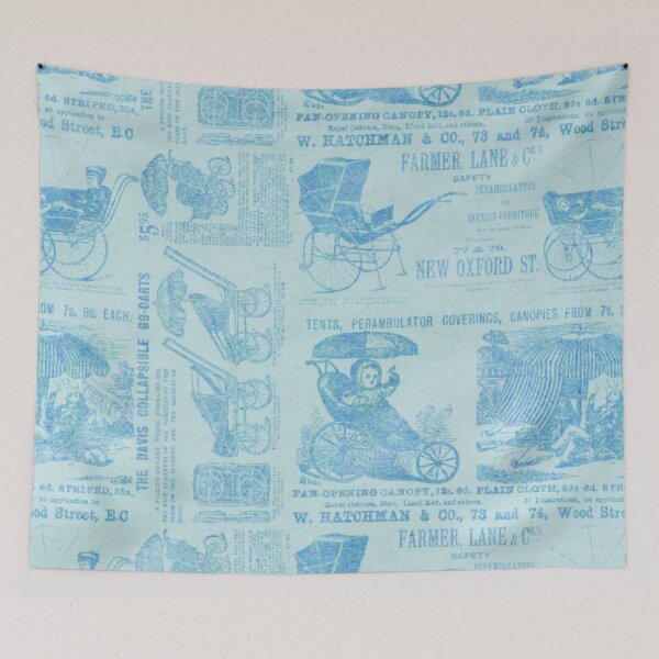 Item preview, Victorian Inspired Newsprint - Powder Blue designed and sold by TotallyRetroArt.
