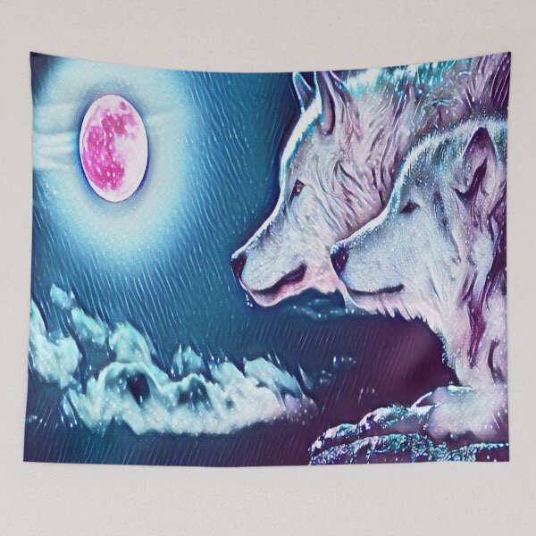 Item preview, WOLVES STARRING AT THE MOON PAINTING designed and sold by KatisDesign.