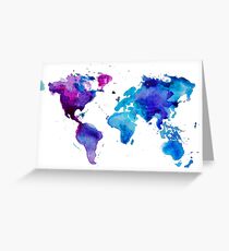 Watercolor Map of the World Greeting Card