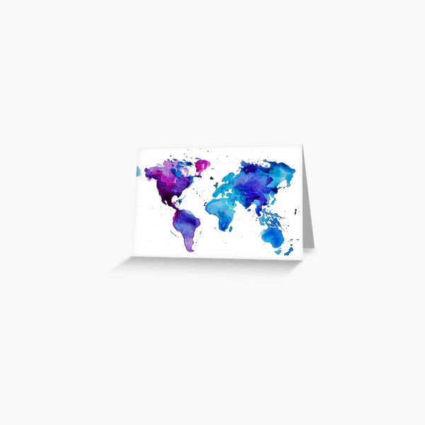 Watercolor Map of the World Greeting Card