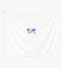Watercolor Map of the World Tapestry