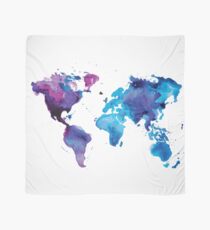 Watercolor Map of the World Scarf