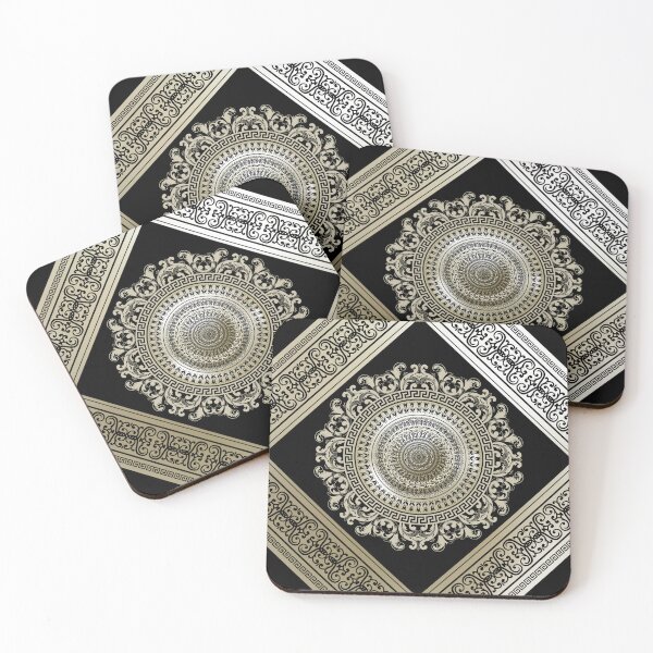 Item preview, Ornate Greek Key Meander Brown and Cream Medallion 2 designed and sold by Yiorgos Designs.