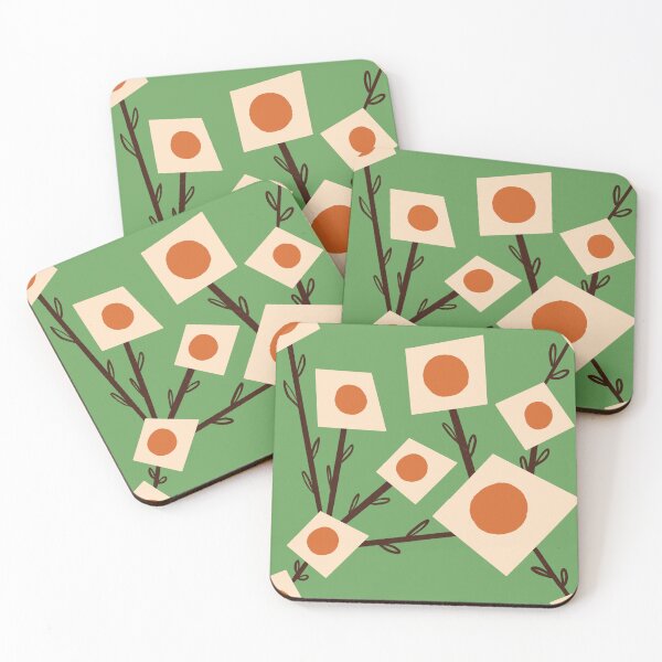 Item preview, Green Square Flower Bouquet - mid century floral  designed and sold by susycosta.