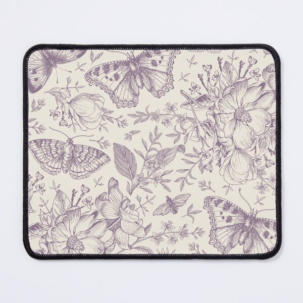 Item preview, purple and cream vintage pattern with butterflies and flowers designed and sold by Manitou Mercantile.
