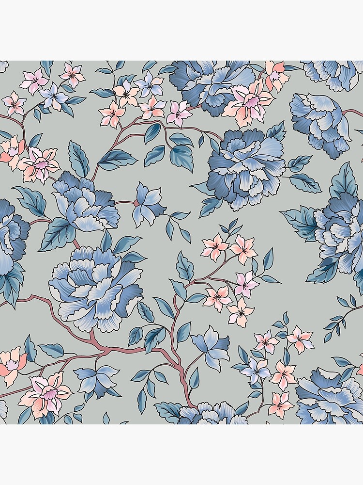 "Blue and Pink Flower Garden" Poster for Sale by AdeMercury Redbubble