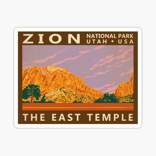Vista previa del artículo con la obra «Templo del Este de Utah, Parque Nacional Zion, Vintage», diseñado y vendido por KrisSidDesigns.