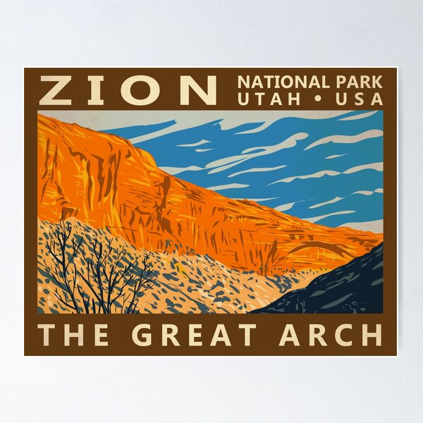 Vista previa del artículo con la obra «Parque Nacional Zion Utah El Gran Arco Vintage», diseñado y vendido por KrisSidDesigns.