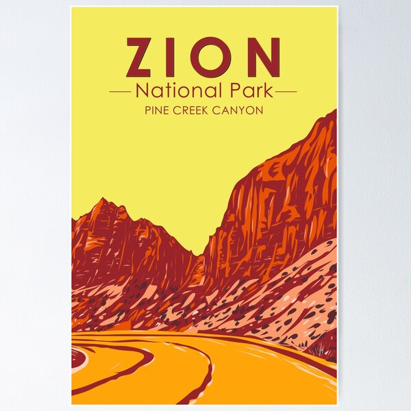 Vista previa del artículo con la obra «Parque Nacional Zion Utah Pine Creek Canyon Vintage», diseñado y vendido por KrisSidDesigns.
