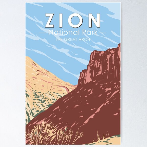 Vista previa del artículo con la obra «Parque Nacional Zion Utah El Gran Arco 2 Vintage», diseñado y vendido por KrisSidDesigns.