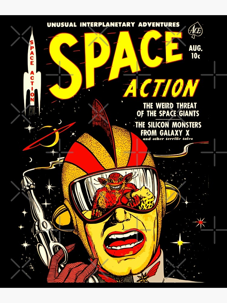 "Space Action / Vintage Science Fiction Comic Book" Poster for Sale by