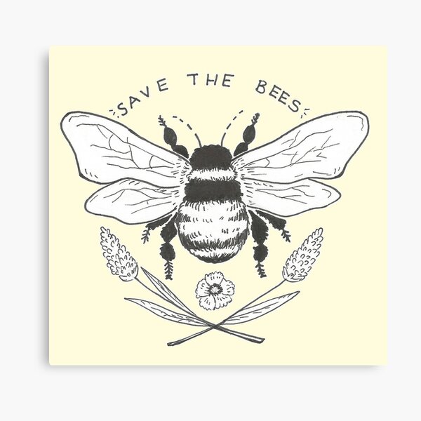 save the bees- yellow Canvas Print
