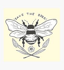 save the bees- yellow Photographic Print