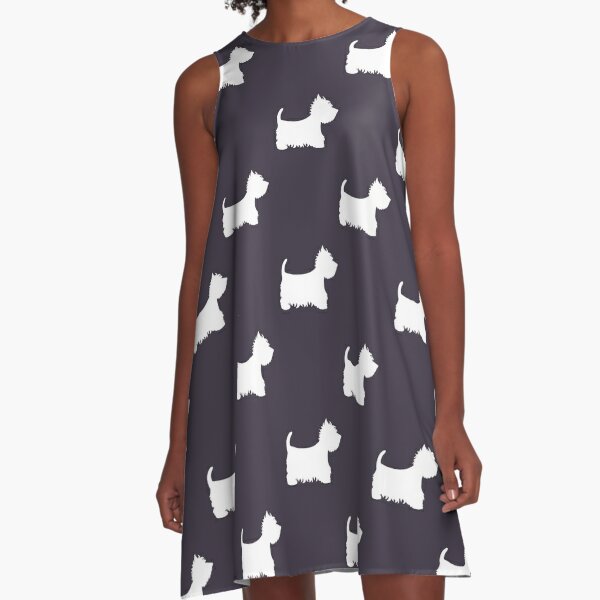 Westie Dog Design A-Line Dress for Sale by CatInTheWall