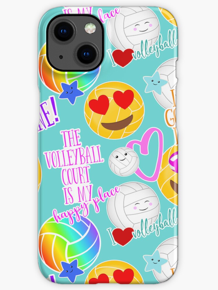 Thumbnail 1 of 4, iPhone Case, kawaii emoji typography girls volleyball designed and sold by katzdzynes.