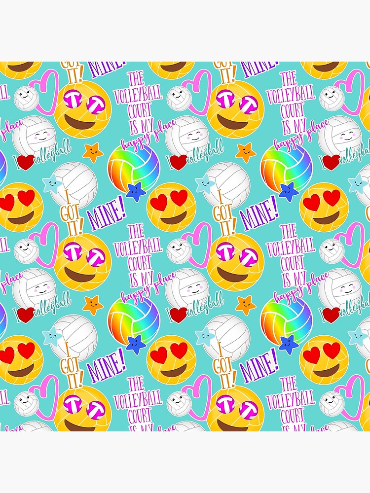 Thumbnail 4 of 4, Pillow, kawaii emoji typography girls volleyball designed and sold by katzdzynes.