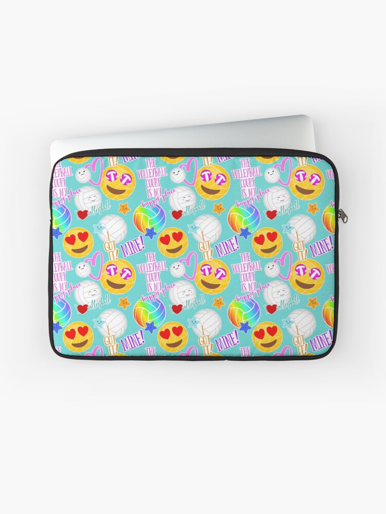 Thumbnail 1 of 2, Laptop Sleeve, kawaii emoji typography girls volleyball designed and sold by katzdzynes.