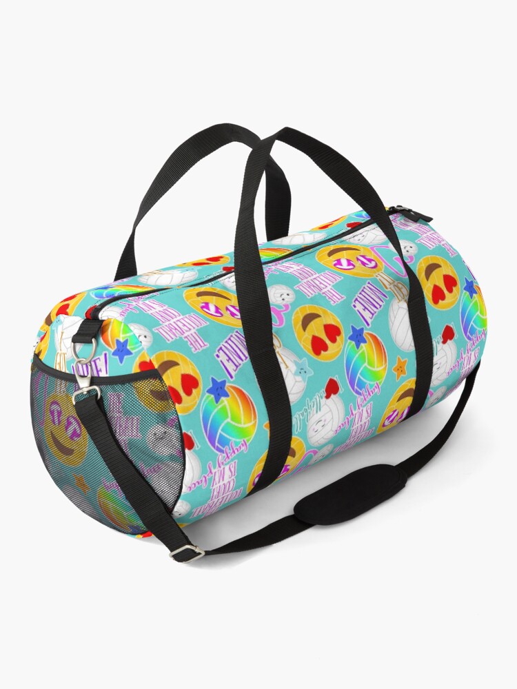 Thumbnail 2 of 3, Duffle Bag, kawaii emoji typography girls volleyball designed and sold by katzdzynes.