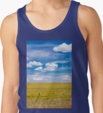 Yellow fields under blue cloudy sky Tank Top