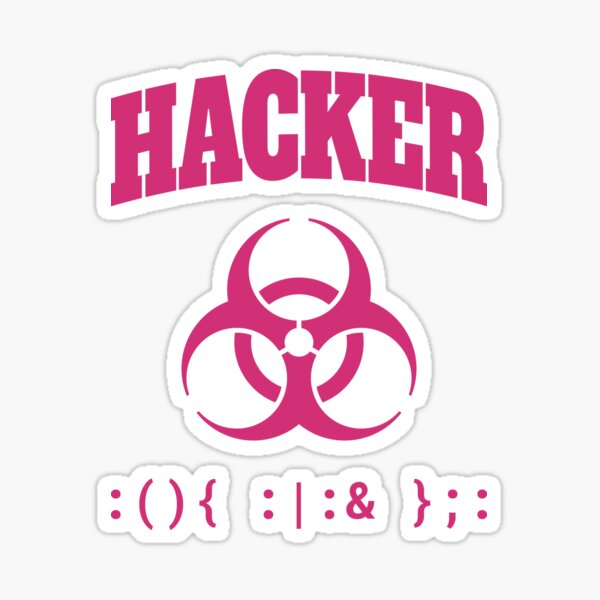 Item preview, Computer Hacker T-Shirt - Pink Biohazard Sign & Bash Fork Bomb designed and sold by geeksta.
