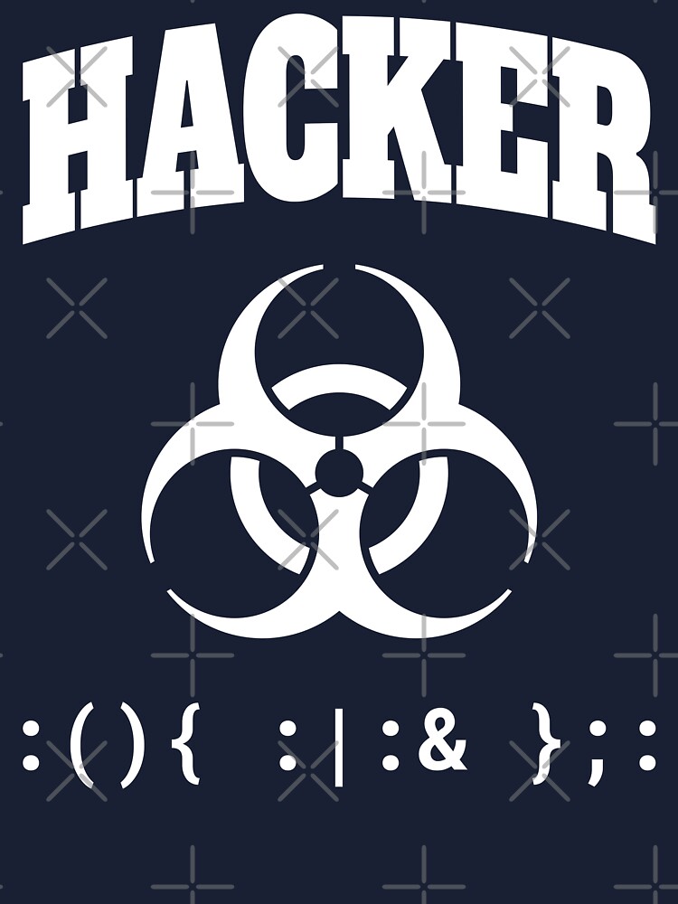 Computer Hacker T Shirt White Biohazard Sign Bash Fork Bomb Baby One Piece For Sale By Geeksta Redbubble