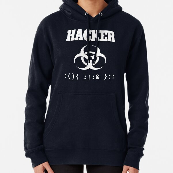 Item preview, Computer Hacker T-Shirt - White Biohazard Sign & Bash Fork Bomb designed and sold by geeksta.