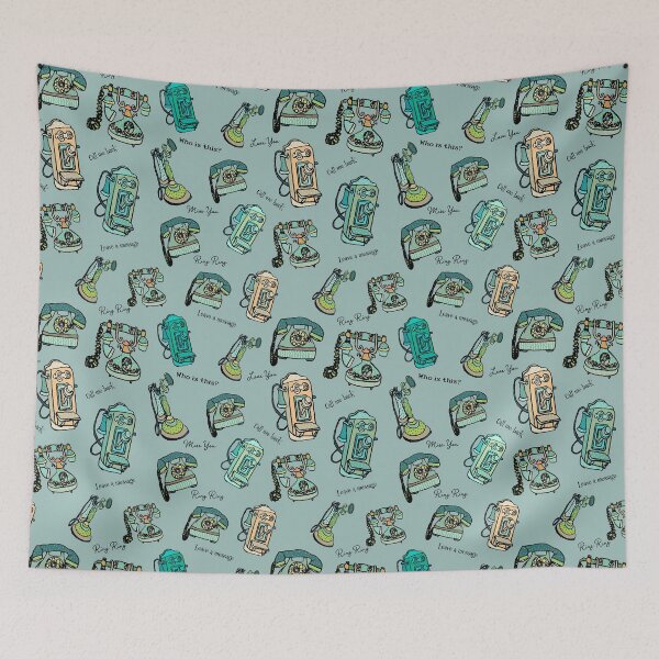 Item preview, PHONE FRENZY love to talk on the phone? Vintage phones to show you love to chat but in style PALE TEAL 2022 designed and sold by ArtsyanaFlorida.
