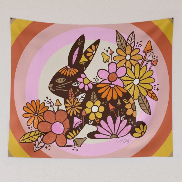 Item preview, Flower Power Bunny – Retro designed and sold by Cat Coquillette.