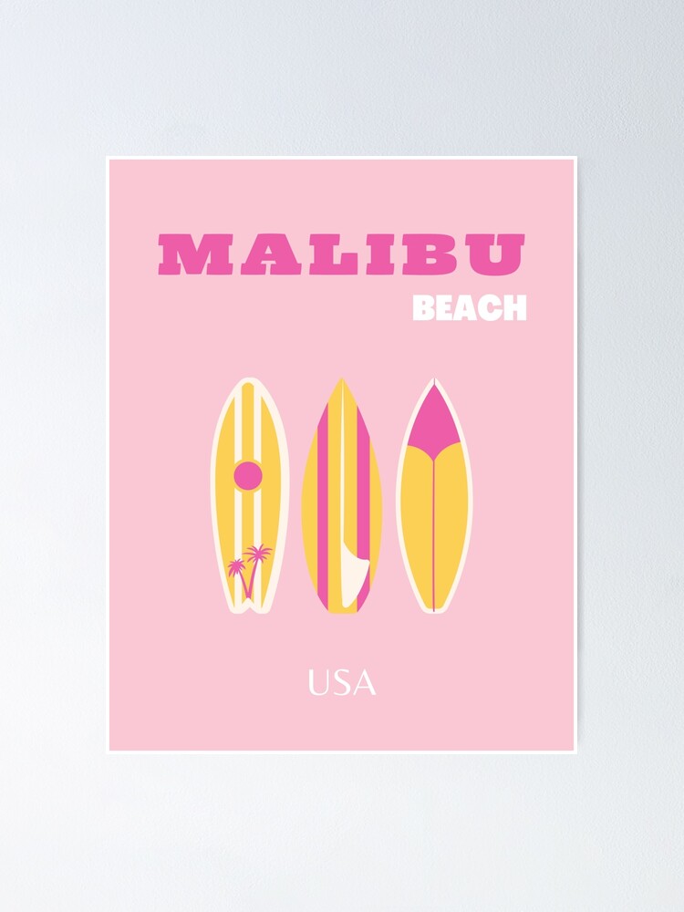"Malibu, Malibu Beach, Preppy, Pink" Poster for Sale by kyramiller106