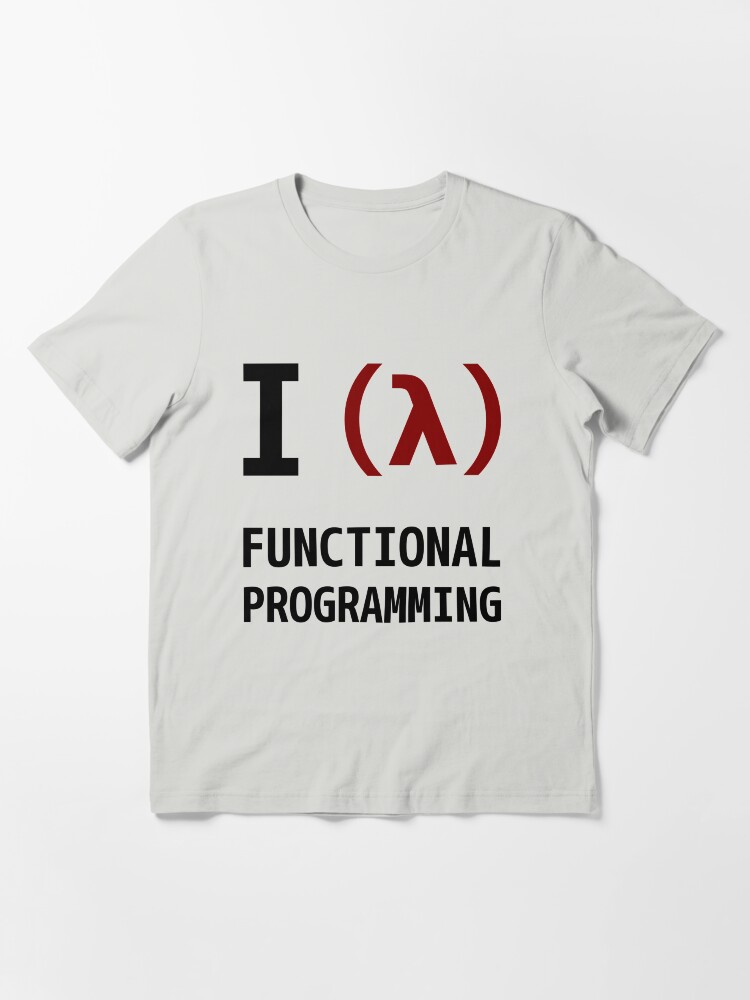 Alternate view of I Love Functional Programming - Black/Maroon Design Essential T-Shirt