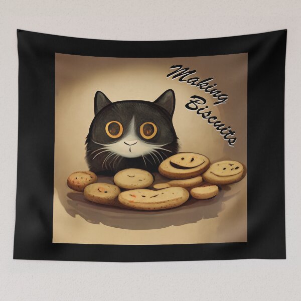 Item preview, Cute Black Funny Cat Making Biscuits With Love designed and sold by MattsMultiverse.