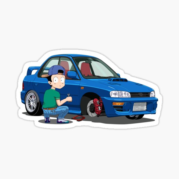 JDM Subaru Impreza WRX STI (GC8) Anime style Cartoon "I'm  Workin' on it!"