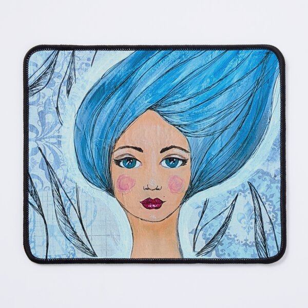 Item preview, Lady in Blue portrait painting designed and sold by Undertheoaktree.