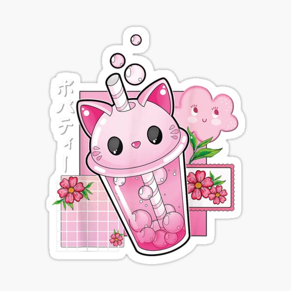 "cat boba tea bubble - cat boba tea" Sticker for Sale by Sobh4you