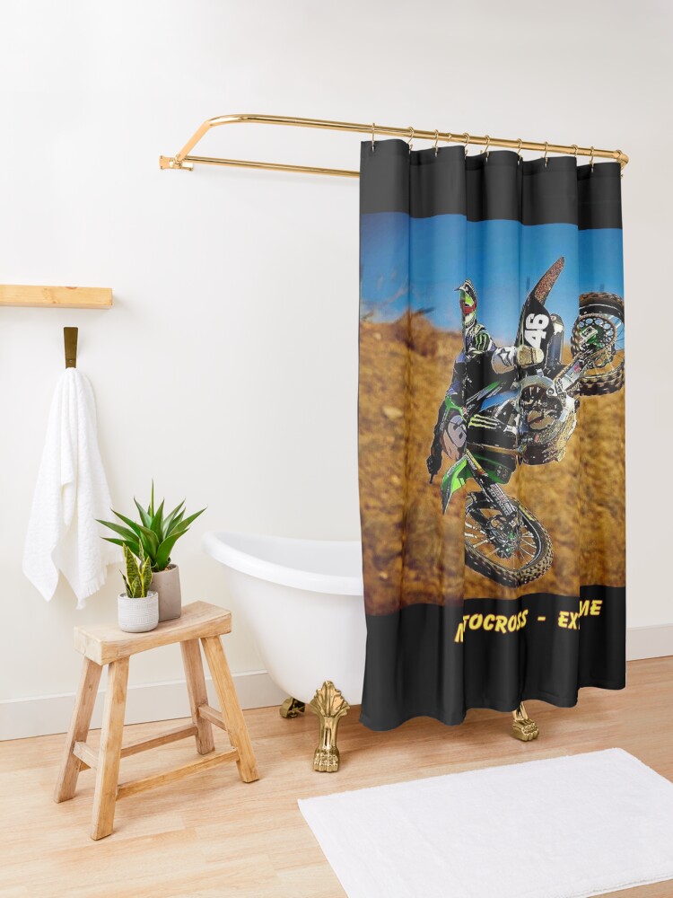 Alternate view of MOTOCROSS EXTREME: Motorcycle Racing Advertising Print Shower Curtain
