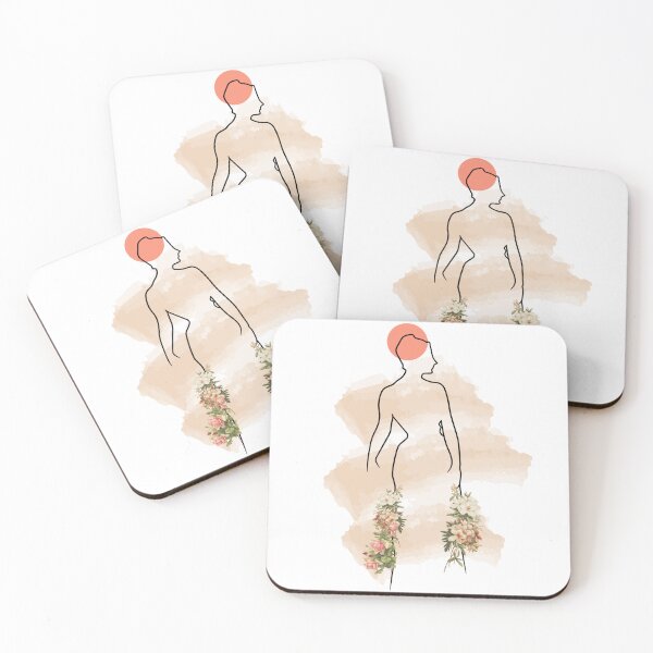 Item preview, One line minimalist woman: vintage flower and watercolor canva designed and sold by HA  Design.