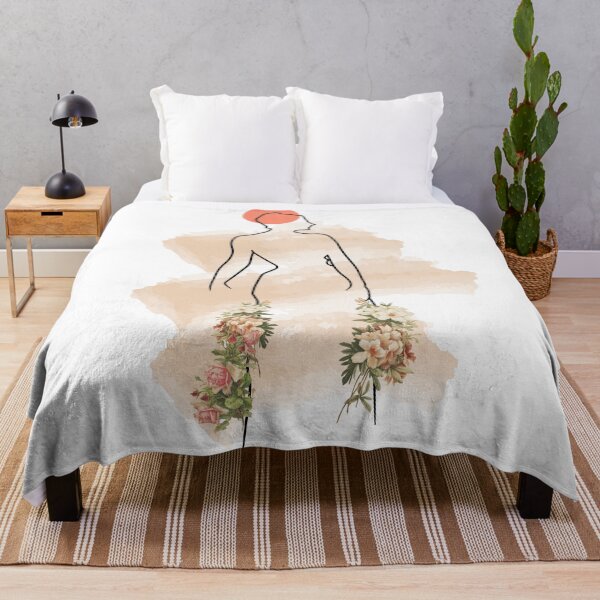Item preview, One line minimalist woman: vintage flower and watercolor canva designed and sold by HA  Design.
