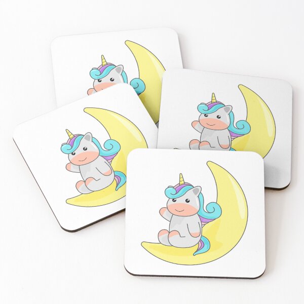 Item preview, Unicorn Character Illustration on Moon designed and sold by MoaaStore.