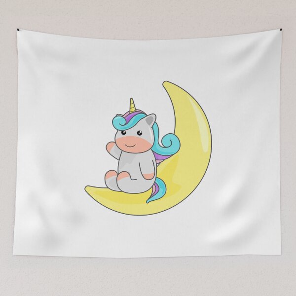 Item preview, Unicorn Character Illustration on Moon designed and sold by MoaaStore.