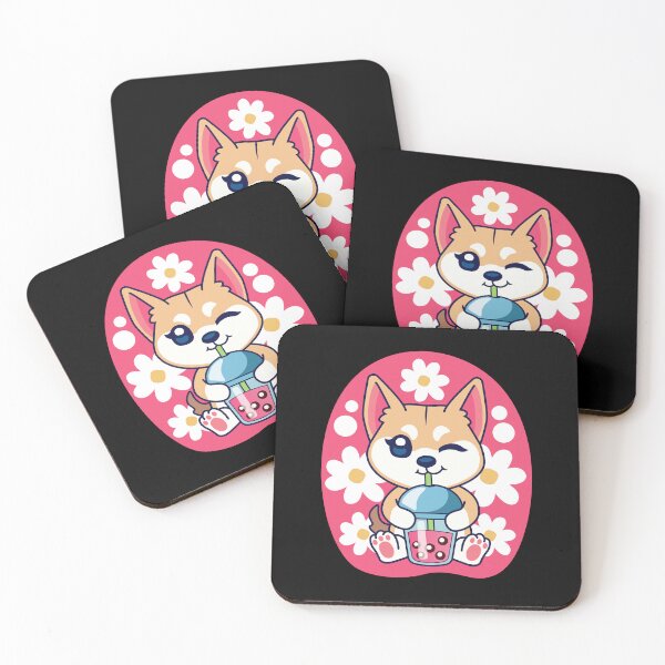 Item preview, dog drinking boba tea, shiba inu designed and sold by THROUGH-LIFE.
