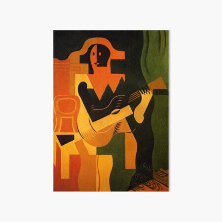 Harlequin With Guitar” Cubist Painting By Juan Gris" Art Board Print ...