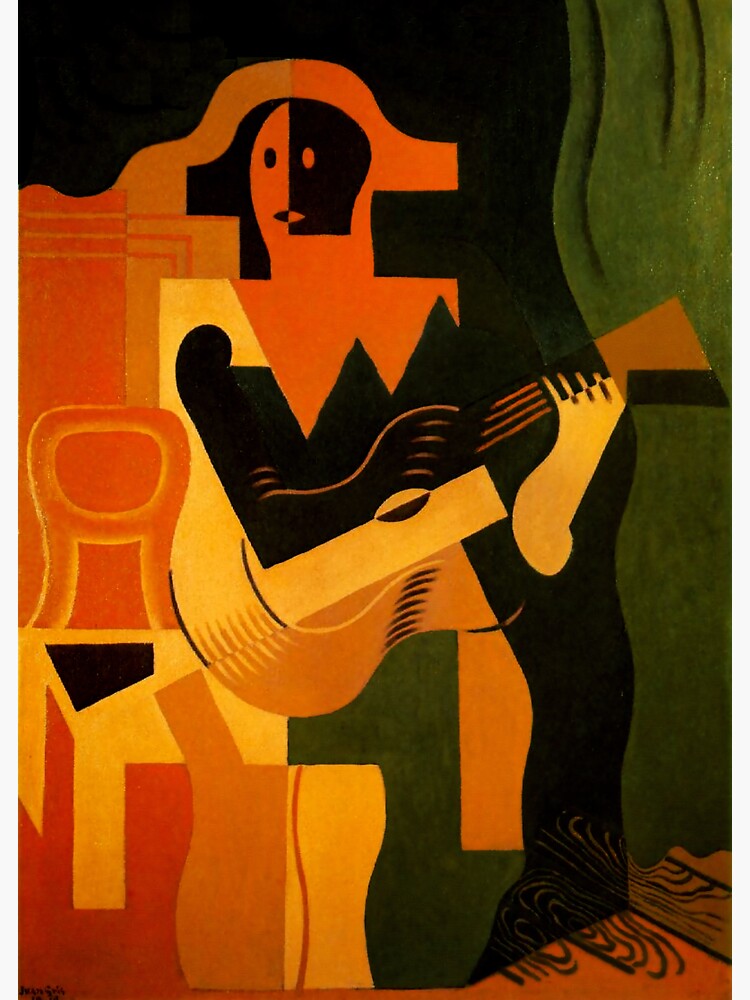 Harlequin With Guitar” Cubist Painting By Juan Gris" Sticker For Sale ...