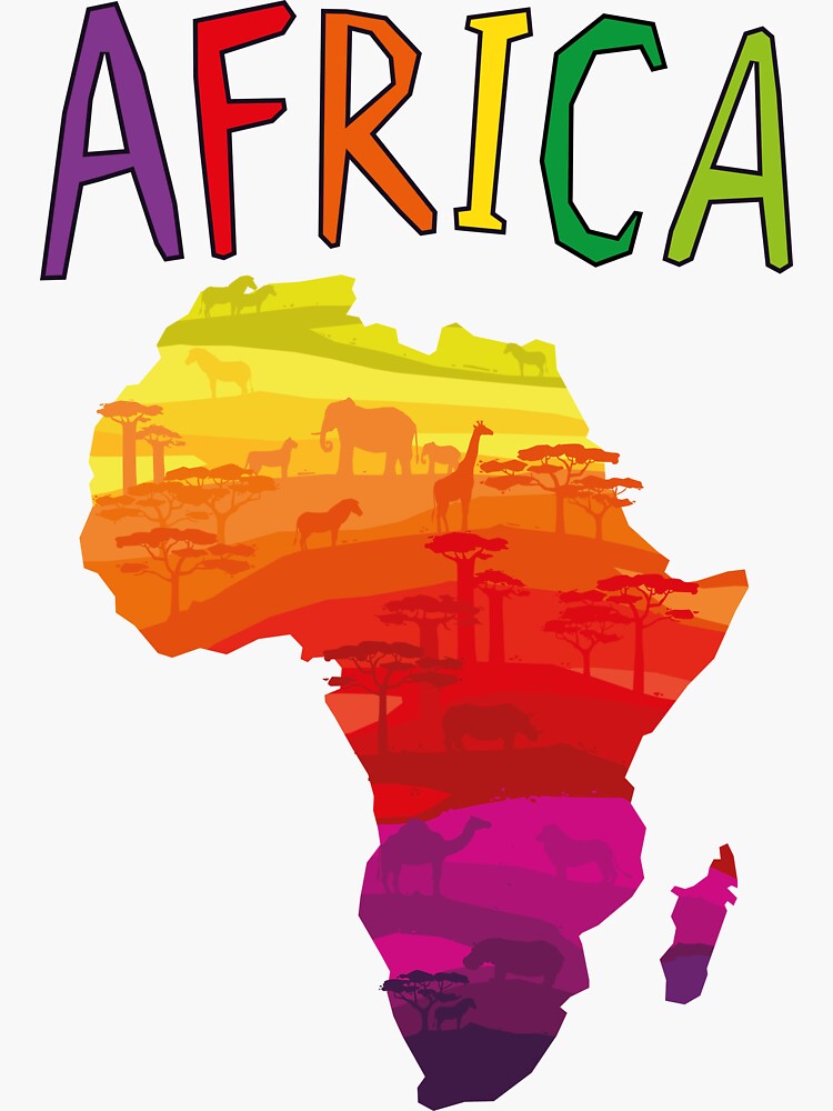 "colorful africa map with multiple color,south africa scotland" Sticker