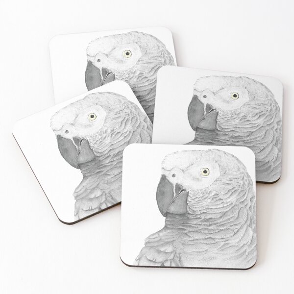 Item preview, Grey parrot congo african bird watercolor portrait painting timneh designed and sold by L'Atelier Oranjade.