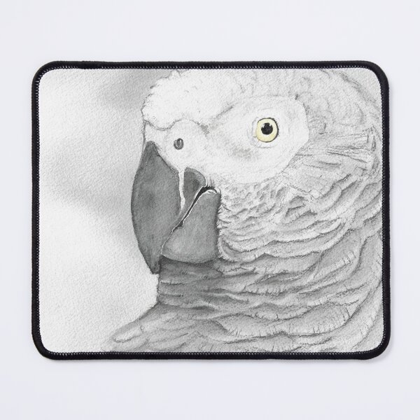 Item preview, Grey parrot congo african bird watercolor portrait painting timneh designed and sold by L'Atelier Oranjade.