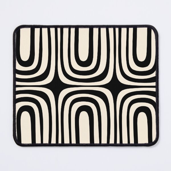 Item preview, Midcentury Modern Confaab Abstract Pattern in Black and Almond Cream designed and sold by kierkegaard.