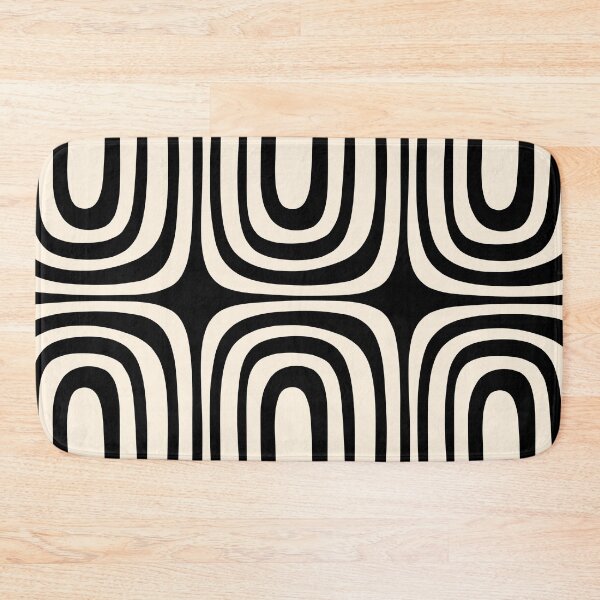 Item preview, Midcentury Modern Confaab Abstract Pattern in Black and Almond Cream designed and sold by kierkegaard.