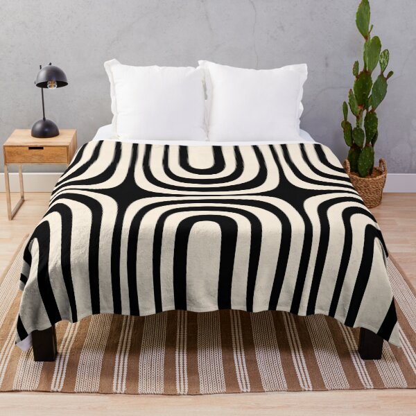 Item preview, Midcentury Modern Confaab Abstract Pattern in Black and Almond Cream designed and sold by kierkegaard.