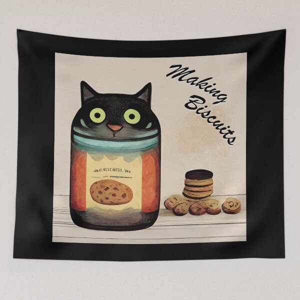 Item preview, Funny Black Cute Cat Making Biscuits With Love in a Cookie Jar designed and sold by MattsMultiverse.